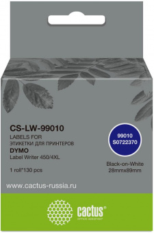 Этикетки Cactus CS-LW-99010 сег.:89x28мм черный белый 130шт/рул Dymo Label Writer 450/4XL от магазина РЭССИ