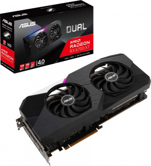Видеокарта Asus PCI-E 4.0 DUAL-RX6700XT-12G AMD Radeon RX 6700XT 12288Mb 192 GDDR6 2424/16000 HDMIx1 DPx3 HDCP Ret от магазина РЭССИ