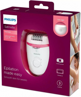 Эпилятор Philips BRE255/00 скор.:2 насад.:2 от электр.сети белый/красный от магазина РЭССИ