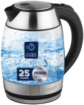 Чайник электрический Scarlett SC-EK27G94 1.7л. 2200Вт нержавеющая сталь (корпус: стекло) от магазина РЭССИ