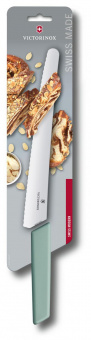 Нож кухонный Victorinox Swiss Modern (6.9076.26W44B) стальной для хлеба лезв.260мм серрейт. заточка зеленый блистер от магазина РЭССИ