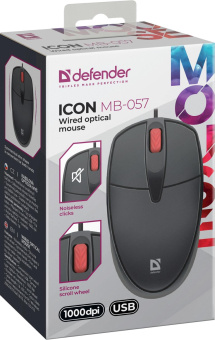 Мышь Defender Icon MB-057 черный оптическая 1000dpi silent USB 2but (52057) от магазина РЭССИ