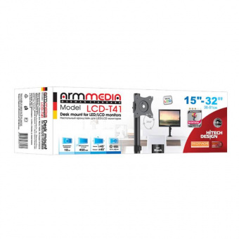 Кронштейн для мониторов Arm Media LCD-T41 черный 15"-32" макс.10кг настольный поворот и наклон верт.перемещ. от магазина РЭССИ