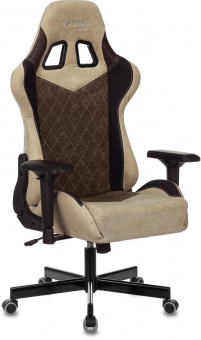 Кресло игровое Zombie VIKING 7 KNIGHT Fabric коричневый/бежевый текстиль/эко.кожа с подголов. крестов. металл от магазина РЭССИ