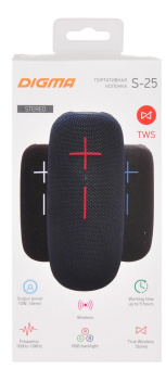 Колонка порт. Digma S-25 серый 10W 1.0 BT/3.5Jack/USB 2400mAh (SP2510G) от магазина РЭССИ