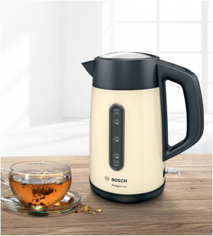 Чайник электрический Bosch TWK4P437 1.7л. 2400Вт бежевый/черный (корпус: пластик) от магазина РЭССИ