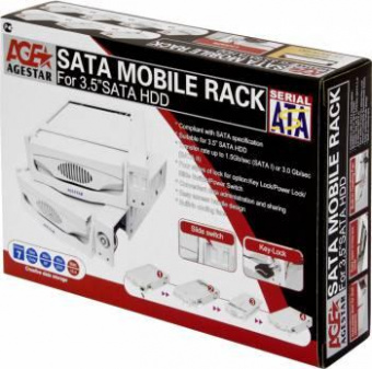 Сменный бокс для HDD AgeStar MR3-SATA(SW)-1F SATA II SATA пластик черный 3.5" от магазина РЭССИ