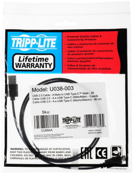 Кабель Tripplite U038-003 ver2.0 USB (m)-USB Type-C (m) 0.9м черный от магазина РЭССИ