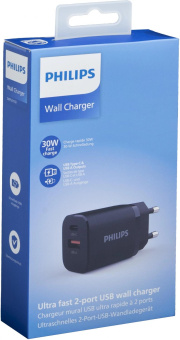 Сетевое зар./устр. Philips DLP5331 30W 1.5A (PD) USB/USB Type-C универсальное черный (DLP5331CB/74) от магазина РЭССИ