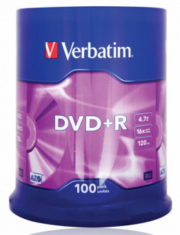 Диск DVD+R Verbatim 4.7Gb 16x Cake Box (100шт) (43551) от магазина РЭССИ