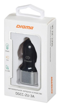 Автомобильное зар./устр. Digma DGCC-2U-3A-BS 15W 2.1A+1A 2xUSB универсальное черный от магазина РЭССИ