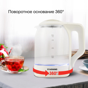 Чайник электрический Starwind SKG1056 1.8л. 2000Вт белый/прозрачный корпус: стекло от магазина РЭССИ