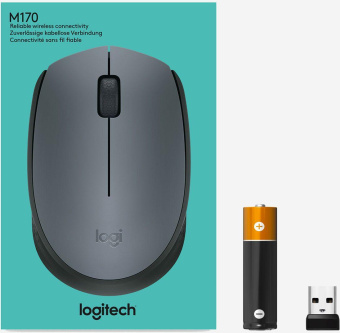 Мышь Logitech M170 серый/черный оптическая (1000dpi) беспроводная USB для ноутбука (2but) от магазина РЭССИ