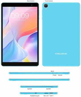 Планшет Teclast P80T A133 (1.6) 4C RAM3Gb ROM32Gb 8" IPS 1280x800 Android 11.0 Go голубой 2Mpix 0.3Mpix BT GPS WiFi Touch microSD 512Gb 4000mAh 5hr от магазина РЭССИ