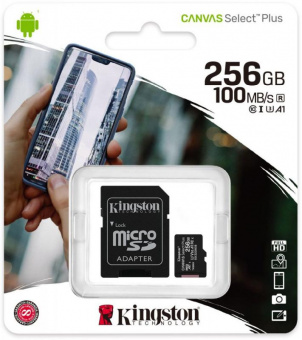 Флеш карта microSDXC 256Gb Kingston SDCS2/256GB Canvas Select Plus + adapter от магазина РЭССИ