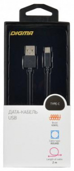 Кабель Digma TYPE-C-2M-BLK USB (m)-USB Type-C (m) 2м черный от магазина РЭССИ