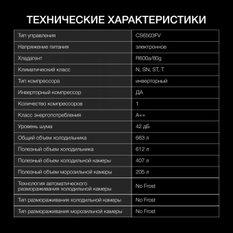 Холодильник Hyundai CS6503FV 2-хкамерн. черное стекло инвертер от магазина РЭССИ