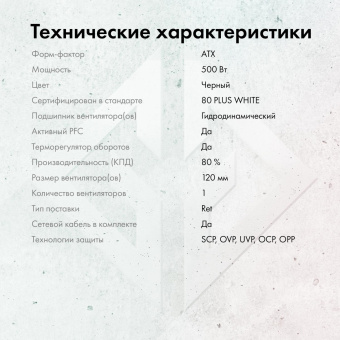 Блок питания GMNG ATX 500W GG-PS500 80+ (20+4pin) APFC 120mm fan 6xSATA RTL от магазина РЭССИ