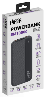 Мобильный аккумулятор Hiper SM10000 10000mAh 2.4A 2xUSB черный (SM10000 BLACK) от магазина РЭССИ