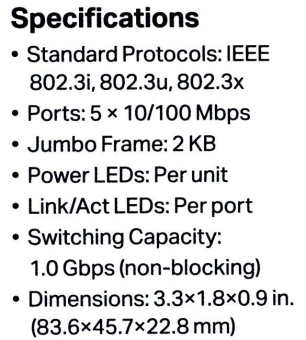 Коммутатор TP-Link LS1005 5x100Mb неуправляемый от магазина РЭССИ