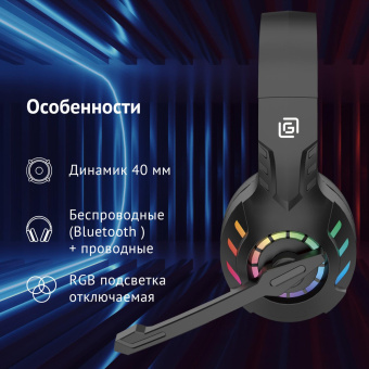 Наушники с микрофоном Оклик HS-L420G черный мониторные BT оголовье (1939799) от магазина РЭССИ