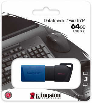 Флеш Диск Kingston 64Gb DataTraveler Exodia M DTXM/64GB USB3.0 черный/синий от магазина РЭССИ