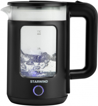 Чайник электрический Starwind SKG1053 1.7л. 1800Вт черный (корпус: стекло) от магазина РЭССИ