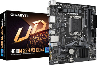 Материнская плата Gigabyte H610M S2H V3 DDR4 Soc-1700 Intel H610 2xDDR4 mATX AC`97 8ch(7.1) GbLAN+VGA+HDMI+DP от магазина РЭССИ