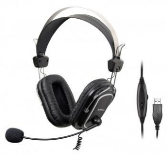 Наушники с микрофоном A4Tech HU-50 черный 2м накладные USB оголовье от магазина РЭССИ