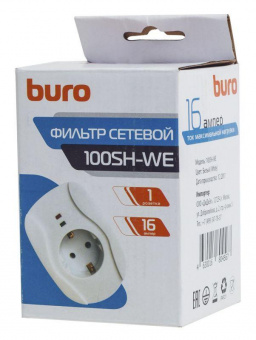 Сетевой фильтр Buro 100SH-WE (1 розетка) белый (коробка) от магазина РЭССИ