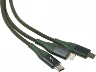 Кабель Solove DW2 DW2 GREEN RUS USB (m)-Lightning (m)/USB Type-C (m)/micro USB (m) 1.2м зеленый от магазина РЭССИ
