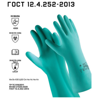 Нитриловые химостойкие перчатки Jeta Safety 80/50 с хлопковым напылением 0.38 мм р. 8/m JN711-08-M от магазина РЭССИ