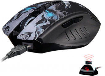 Мышь A4Tech Bloody R80 Plus Skull черный/рисунок оптическая (5000dpi) беспроводная USB (7but) от магазина РЭССИ