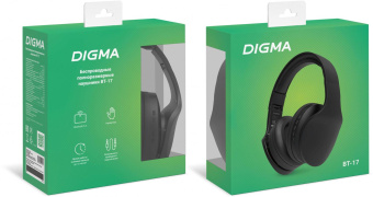Гарнитура накладные Digma BT-17 черный беспроводные bluetooth оголовье (BT17B) от магазина РЭССИ