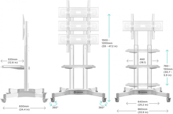 Подставка для телевизора Onkron TS1351 черный 32"-65" макс.50кг напольный мобильный от магазина РЭССИ