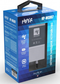 Сетевое зар./устр. Hiper HP-WC007 3A+2.22A (PD+QC) USB-C/USB-A универсальное белый от магазина РЭССИ
