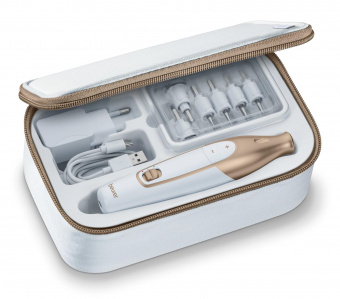 Маникюрно-педикюрный набор Beurer MP64 насадок в компл.:10шт (подсветка) золотистый/белый от магазина РЭССИ