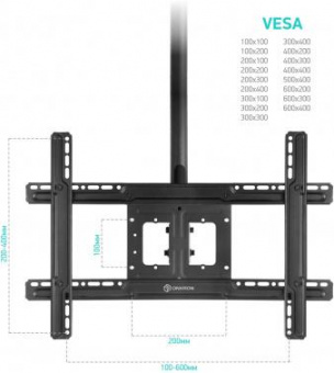 Кронштейн для телевизора Onkron N1L черный 32"-80" макс.68.2кг потолочный поворот и наклон от магазина РЭССИ