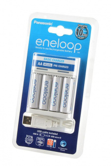 Зарядное устройство с аккумуляторами Panasonic eneloop K-KJ61MCC40USB Basic Charger + 4АА1900мАч BL1 от магазина РЭССИ