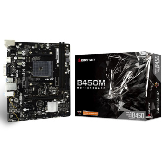 Материнская плата Biostar B450MHP Soc-AM4 AMD B450 2xDDR4 mATX AC`97 8ch(7.1) GbLAN RAID+VGA+HDMI от магазина РЭССИ