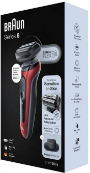 Бритва сетчатая Braun Series 6 61-R1200S реж.эл.:3 питан.:аккум. красный/черный от магазина РЭССИ