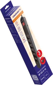 Сетевой фильтр Ippon NF-EU-3-16 3м (6 розеток) черный (коробка) от магазина РЭССИ