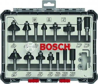 Набор фрез по дер. Bosch 2607017472 d(посад.)=8мм (фрезеры) (упак.:15шт) от магазина РЭССИ