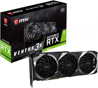 Видеокарта MSI PCI-E 4.0 RTX 3070 VENTUS 3X PLUS 8G OC LHR NVIDIA GeForce RTX 3070 8192Mb 256 GDDR6 1755/14000 HDMIx1 DPx3 HDCP Ret от магазина РЭССИ