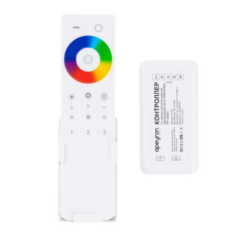 Комплект: контроллер и 3-х зонный сенсорный пульт RGB-RGBW, 12/24В, 192/384 Вт, 4 канала по 4А, IP20, пульт сенсорный (без батареек), радио, 11 кнопок и кольцо от магазина РЭССИ