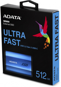 Накопитель SSD A-Data USB-C 512Gb ASE800-512GU32G2-CBL SE800 1.8" синий от магазина РЭССИ