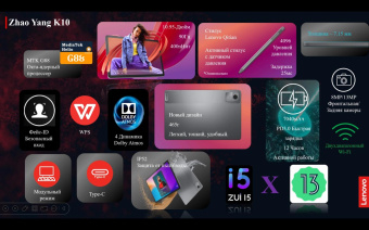 Планшет Lenovo Zhaoyang K10 G88 (3.2) 8C RAM8Gb ROM128Gb 11" IPS 1920x1200 LTE 1Sim Android 13 серый 13Mpix 8Mpix BT WiFi Touch microSD 1Tb 7040mAh от магазина РЭССИ