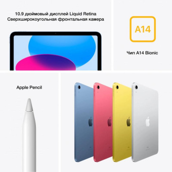 Планшет Apple iPad 2022 A2696 A14 Bionic 6С RAM4Gb ROM64Gb 10.9" IPS 2360x1640 iOS серебристый 12Mpix 12Mpix BT WiFi 10hr от магазина РЭССИ