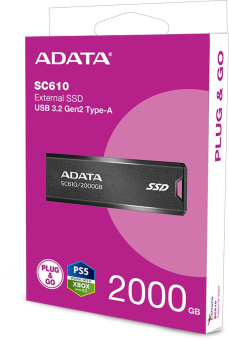 Накопитель SSD A-Data USB 3.1 2TB SC610-2000G-CBK/RD SC610 1.8" черный от магазина РЭССИ