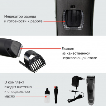 Машинка для стрижки Starwind SBC1800 темно-серый/серебристый 5.5Вт (насадок в компл:1шт) от магазина РЭССИ